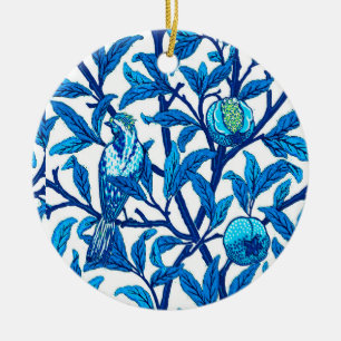 Art Nouveau Bird and Pomegranate, Cobalt Blue  Ceramic Ornament