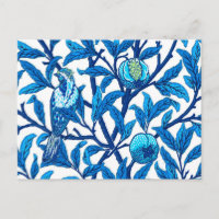 Art Nouveau Bird and Pomegranate, Cobalt Blue