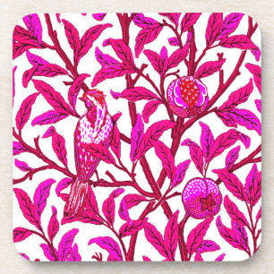 Art Nouveau Bird and Pomegranate, Fuchsia & Violet Coaster