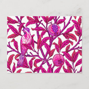 Art Nouveau Bird and Pomegranate, Fuchsia & Violet Postcard
