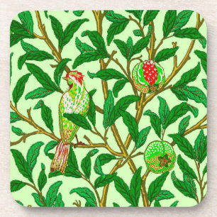 Art Nouveau Bird and Pomegranate, Lime Green Coaster