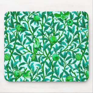 Art Nouveau Bird and Pomegranate, Turquoise & Aqua Mouse Pad