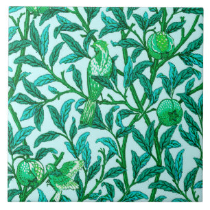 Art Nouveau Bird and Pomegranate, Turquoise Tile