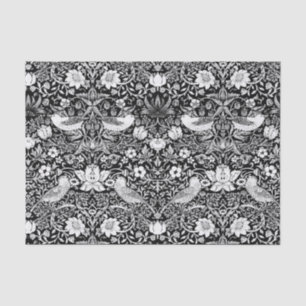 Art Nouveau Bird & Flower Tapestry, Black & White Tissue Paper