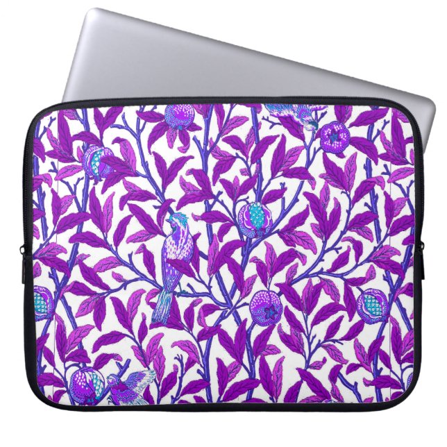 Art Nouveau Bird & Pomegranate, Amethyst Purple  Laptop Sleeve (Front)