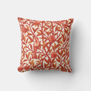 Art Nouveau Bird & Pomegranate, Mandarin Orange Cushion