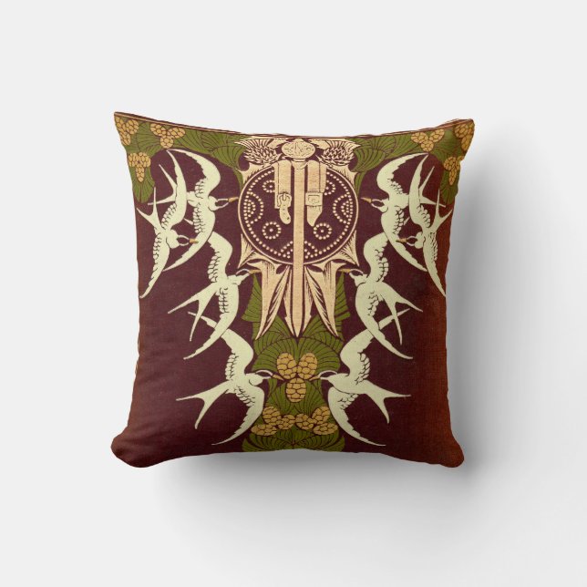 Art Nouveau Birds Book Cover Cushion (Front)