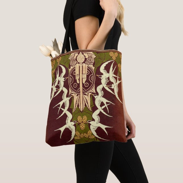 Art Nouveau Birds Book Cover Tote Bag (Close Up)
