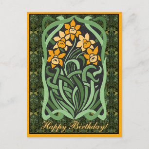 Art Nouveau Birthday Daffodils (Personalised) Postcard