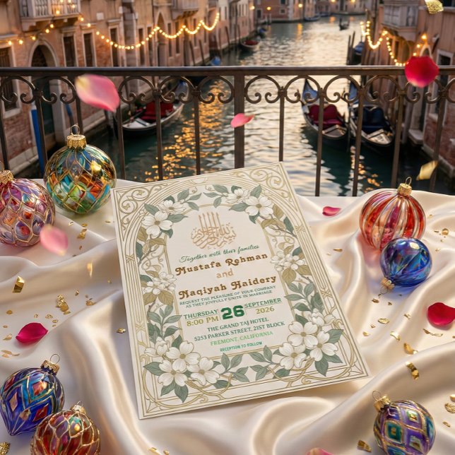 Art Nouveau Bismillah Calligraphy Vintage Garden Invitation (Creator Uploaded)