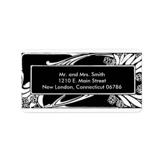 Art Nouveau Black and White Label