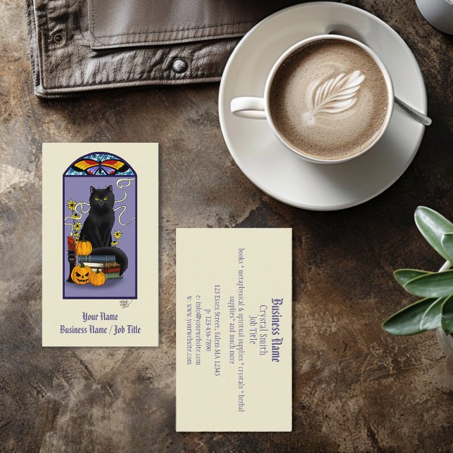 Art Nouveau Black Cat Business Card (Creator Uploaded)