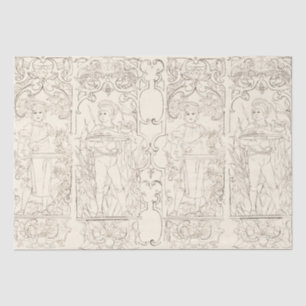 Art Nouveau Black White Cooks Boys Beige Tissue Paper