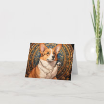 Art Nouveau Blank Corgi Thank You Cards