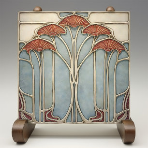 Art Nouveau Bloom Ceramic Tile