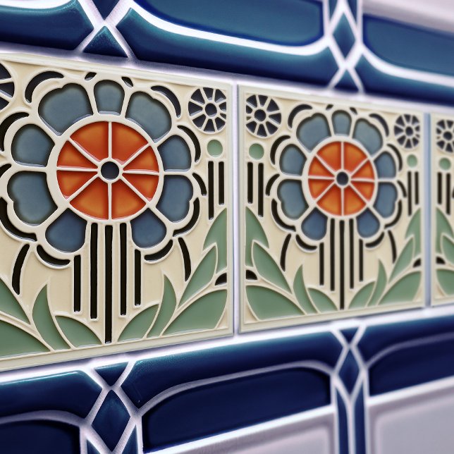 Art Nouveau Bloom Floral Ceramic Tile (Creator Uploaded)