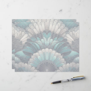 Art Nouveau Blue and Silver Fans Custom Letterhead
