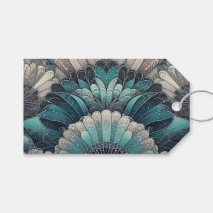 Art Nouveau Blue and Silver Fans Gift Tags