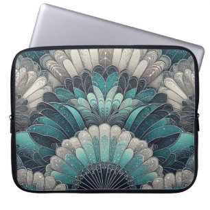 Art Nouveau Blue and Silver Fans Laptop Sleeve
