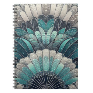 Art Nouveau Blue and Silver Fans Notebook