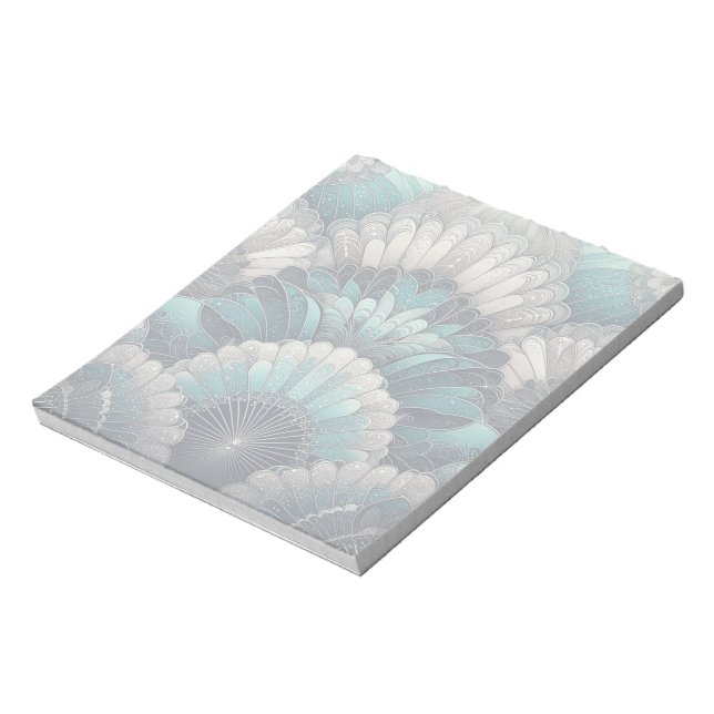 Art Nouveau Blue and Silver Fans Notepad (Rotated)