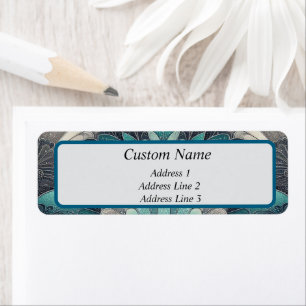 Art Nouveau Blue and Silver Fans Return Address Label
