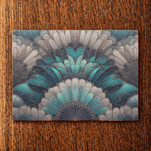Art Nouveau Blue and Silver Fans Tissue Paper