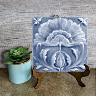 Art Nouveau Blue Floral Antique Look Pretty Ceramic Tile