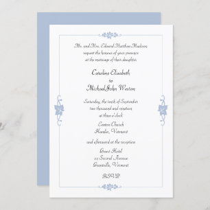 Art Nouveau Blue Framed Wedding Invitation