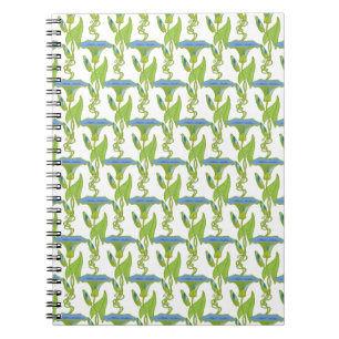 Art Nouveau blue Ipomoea floral wallpaper damask Notebook