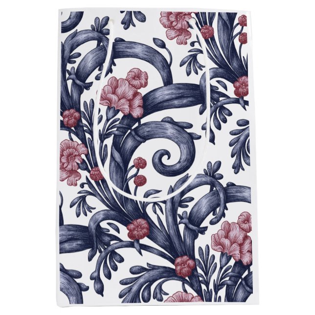 Art Nouveau Blue Pink Medium Gift Bag (Front)