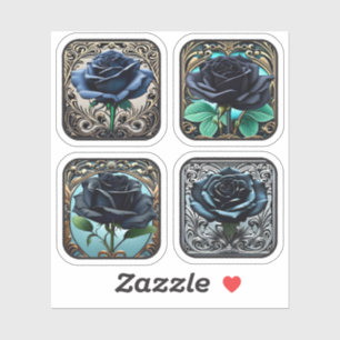 Art Nouveau Blue Rose Black Roses Assortment #2