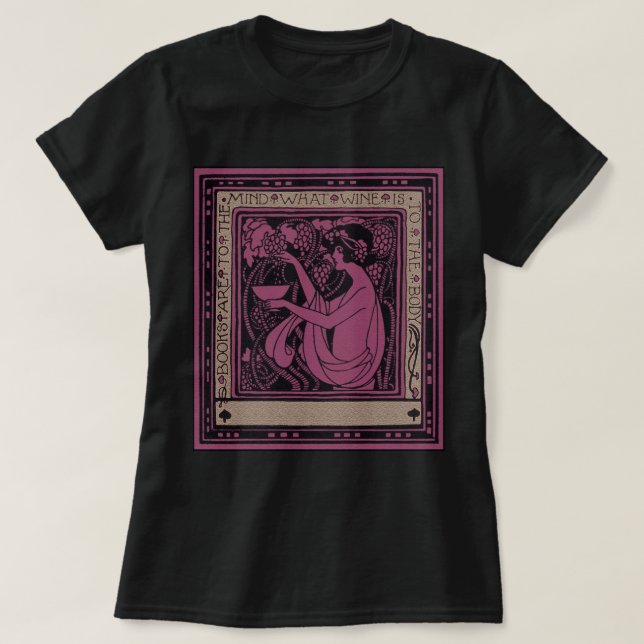 Art Nouveau Bookplate Books are to the Mind T-Shirt (Design Front)