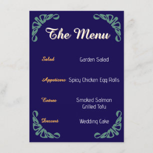 Art Nouveau Botanical Floral Blue Menu