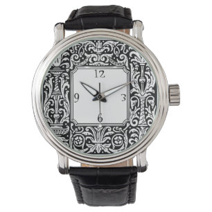 Art Nouveau Botanical Geometric Border Square Watch