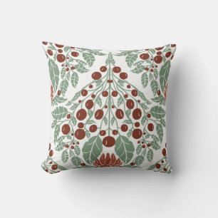 Art Nouveau Botanical–Vintage Floral Scallop  Cushion