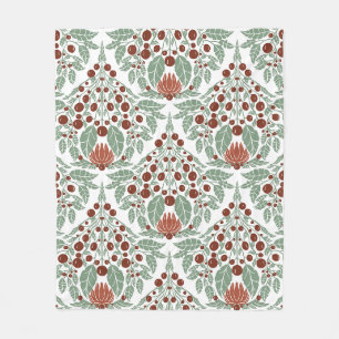 Art Nouveau Botanical–Vintage Floral Scallop Fleece Blanket