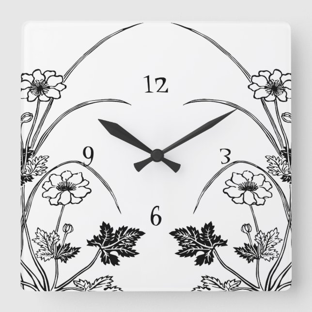 Art Nouveau Botanical Wall Clock (Front)