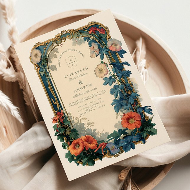 Art Nouveau Botanical Wedding – Elegant Frame Invitation (Creator Uploaded)