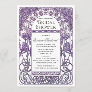 Art Nouveau Bridal Shower Invitation Purple