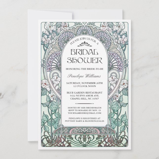 Art Nouveau Bridal Shower Invitations V.04 (Front)