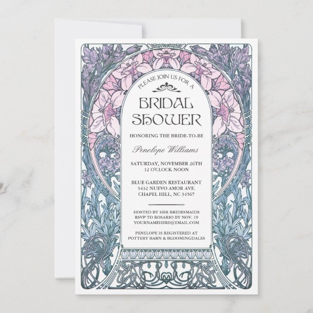 Art Nouveau Bridal Shower Invitations V.08 (Front)