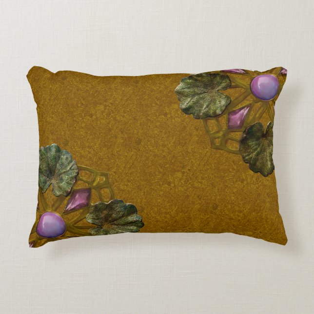 Art Nouveau Bronze and Amethyst Lily Pad Companion Decorative Cushion (Front)