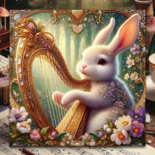 Art Nouveau Bunny Music Easter Holiday Card