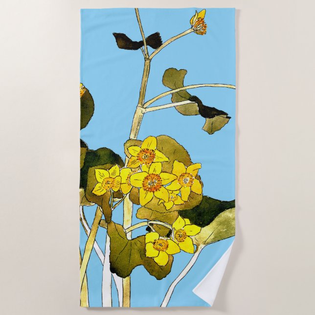 Art Nouveau Buttercups Beach Towel (Front)