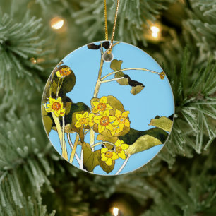 Art Nouveau Buttercups Ceramic Ornament