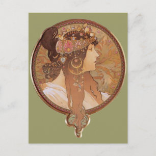 Art Nouveau - Byzantine Head, The Brunette Postcard