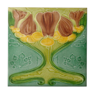 Art Nouveau c1900 Malkin Detailed Floral Repro Ceramic Tile