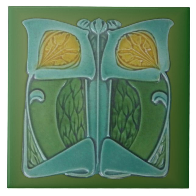 Art Nouveau c 1900 Repro Cleveland Majolica Tile (Front)