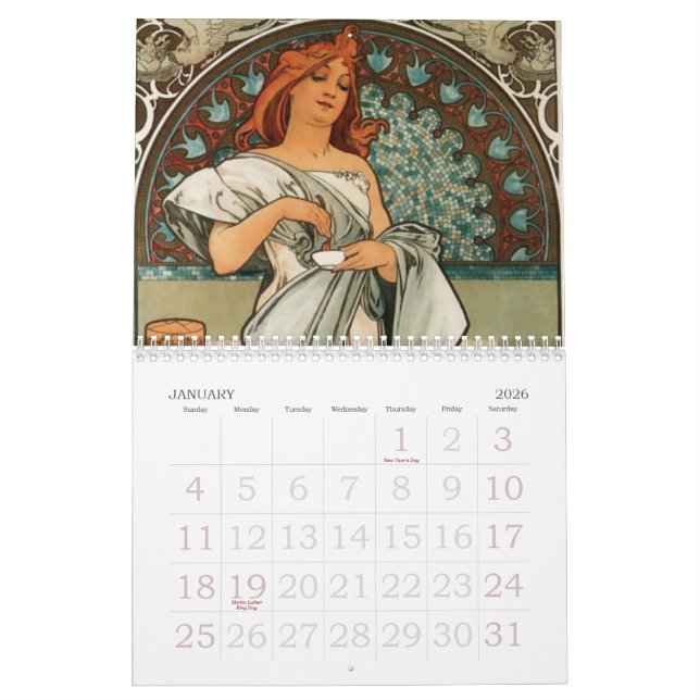 Art Nouveau Calendar (Jan 2026)